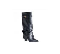 TRUFFLE COLLECTION Womens Mid-Calf Boots Zip Polyurethane Pointed Toe Block Heel Shoes Black PU 4