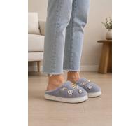 Truffle Collection Women's Slip On Slippers Grey Fur Round Toe Flat Shoes | Size: Small Truffle Collection Grey S
