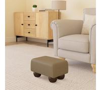 Truffle Light Brown Mahogany Wood Bun Feet Faux Leather Small Footstool Handmade Uk By Footstools Direct