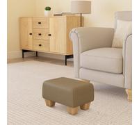 Truffle Light Brown Natural Wood Chunky Legs Faux Leather Small Footstool Handmade Uk By Footstools Direct