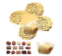 Truffle Wrapper Liners, 50PCS Hollow Chocolate Cases Rose Pattern Candy Wrapping Paper for Cupcake Muffin Wedding Birthday Party