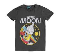 TruffleShuffle Button Moon Spaceship Charcoal T Shirt