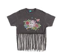 TruffleShuffle Care Bears Tattoo Bear Charcoal Wash Fringed T Shirt