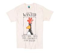 TruffleShuffle Men's Wallace & Gromit Feathers McGraw Wanted T-Shirt Ecru | Non-Fading | 100% Cotton | for 90s Movie Fans