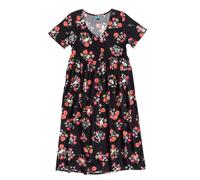 TruffleShuffle Moomin 80th Anniversary All Over Print Floral Black V Neck Midi Smock Dress