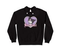 TruffleShuffle Sanrio Kuromi Puff Print Pom Pom Collar Black Sweater
