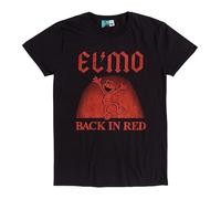 TruffleShuffle Sesame Street Back in Red Elmo T-Shirt Black | 100% Cotton | Perfect for 80s Cartoons Fans