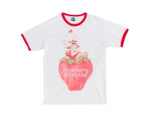 TruffleShuffle Strawberry Shortcake Vintage White and Red Ringer T Shirt