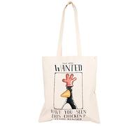TruffleShuffle Tote Bags Wallace and Gromit Feathers McGraw Wanted Poster Tote Bag White/Off White