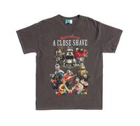 TruffleShuffle Wallace and Gromit A Close Shave Montage Vintage Wash Charcoal T Shirt