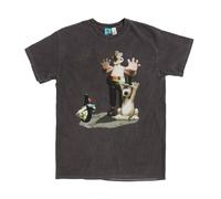 TruffleShuffle Wallace and Gromit Feathers Hold Up Vintage Wash Charcoal T Shirt