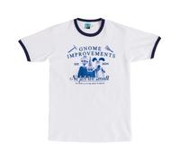 TruffleShuffle Wallace and Gromit Vengeance Most Fowl Gnome Improvements White and Navy Ringer T Shirt