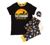 TruffleShuffle Womens The Goonies Never Say Die Pyjamas with Scrunchie Black