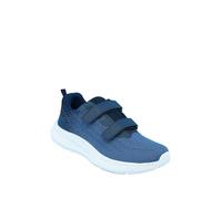 Truflex Ladies Wide EE Fit Mesh Fabric Trainer with Touch Fasten Strap, Lightweight Walking Shoe, Cushioned Comfort, Adjustable Fit Navy 6