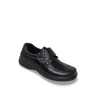 Truflex Men's Touch Fasten Wide Fit Shoe - Flexible Sole, Cushioned Insole & Collar with Adjustable Touch Fasten Strap Black 7 UK