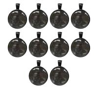 Trufolxiaz 10 Set Round Pendant Blanks Handmade Necklace Component 25mm Necklace Pendant Tray Alloy Texture for Jewelry Creation Keychain Making Supplies