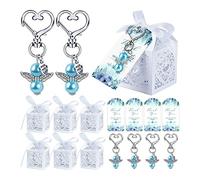 Trufolxiaz 144 PCS Favor Keychains Bags Kraft Tags Guest Return Favor For Baby Shower Bridal Shower Wedding Charm Party Favor Pendant Keychain