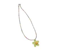 Trufolxiaz Beaded Necklace Fashionable Smiling Face Flower Pendant Neck Chain Adjustable Sweet Cool Girl Jewelry Clavicle Chain Unique And Necklace Women Daily Wear Neck Jewelry