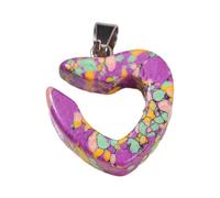 Trufolxiaz Colorful Synthetic Stone Pendant Creative Hollow Love Heart Pendants Versatile Accessory For Jewelry Making Decorate Pendants