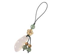 Trufolxiaz Elegant Chalcedony Four Season Bean Pendant Phone Lanyard Representing Prosperity Suitable for Keys Bags Or Cars Symbol