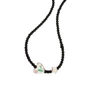 Trufolxiaz Fashion Glass Heart Star Charm Necklace Elegant Collar Necklace Choker Black Beaded Charm Neck Chain Party Jewelry Black Beaded Choker Jewelry
