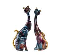 Trufolxiaz Resin Couple Cats Figurines European Painting Animal Statues Home Living Room Collection Ornament Decor Object Items Oil Painting Statues