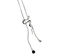 Trufolxiaz Silver Snake Pendant Necklace Featuring A White Oil Drop Pendant Designs For Trendy Individuals And Daily Outfits Trendy Youth Necklace
