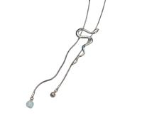 Trufolxiaz Silver Snake Pendant Necklace Featuring A White Oil Drop Pendant Designs For Trendy Individuals And Daily Outfits Trendy Youth Necklace