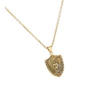 Trufolxiaz Simple Archangel Pendant Necklace Stylish Angelic Shield Pendant Necklace Charm Stainless Steel Neck Chain Adornment Steel
