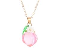 Trufolxiaz Strawberry/Peach Pendant Necklace Trendy Women Accessory Fruit Chain Jewelry for Casual and Special Occasion Casual Wear Statement Necklace