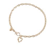 Trufolxiaz Stylish Heart Pendant Necklace Elegant Gold Or Silver Tone Heart Pendant Necklace Accessory For Modern Fashion Aluminum Alloy Jewelry
