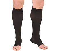Truform 15-20 mmHg Compression Stockings for Men and Women, Knee High Length, Open Toe, Black, Medium