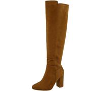 TruFox Womens Classy Fashion Knee High Block Heel Boots, Tan, 6 UK