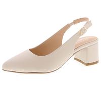 TruFox Women's Pointed Toe Block Heel Pumps Slingback Chunky Slip On Low Mid Heel Closed Toe, Cream, 3 UK