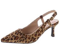 TruFox Women's Pointed Toe Kitten Heel Pumps Slingback Short Heel Slip On, Leopard, 5 UK