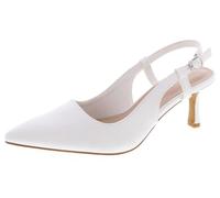 TruFox Women's Pointed Toe Kitten Heel Pumps Slingback Short Heel Slip On, White, 7 UK