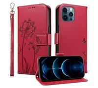 Trugox Wallet Case for Apple iPhone 13 Pro Max Phone Case Leather Dandelion with Credit Card Holder Purse Kickstand Folio Book Folding Flip Case Cover Women Shockproof - Red