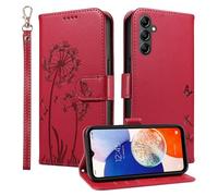 Trugox Wallet Case for Samsung Galaxy A14 4G 5G Phone Case Leather Dandelion with Credit Card Holder Purse Kickstand Folio Book Folding Flip Case Cover Women Shockproof - Red