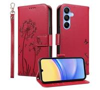 Trugox Wallet Case for Samsung Galaxy A15 4G / 5G Phone Case Leather Dandelion with Credit Card Holder Purse Kickstand Folio Book Folding Flip Case Cover Women Shockproof - Red