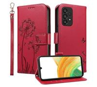 Trugox Wallet Case for Samsung Galaxy A33 5G Phone Case Leather Dandelion with Credit Card Holder Purse Kickstand Folio Book Folding Flip Case Cover Women Shockproof - Red