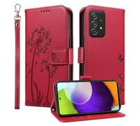 Trugox Wallet Case for Samsung Galaxy A52s / A52 5G Phone Case Leather Dandelion with Credit Card Holder Purse Kickstand Folio Book Folding Flip Case Cover Women Shockproof - Red