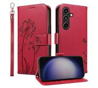 Trugox Wallet Case for Samsung Galaxy S23 FE / S23FE 5G Phone Case Leather Dandelion with Credit Card Holder Purse Kickstand Folio Book Folding Flip Case Cover Women Shockproof - Red