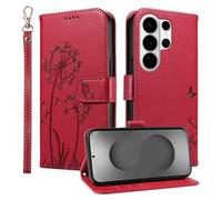 Trugox Wallet Case for Samsung Galaxy S26 Ultra 5G Phone Case Leather Dandelion with Credit Card Holder Purse Kickstand Folio Book Folding Flip Case Cover Women Shockproof - Red