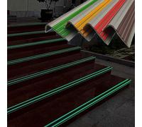 TRUHUI L-Shaped Glow-in-the-Dark Stair Anti-Slip strip, Self-Adhesive Stair nosing trim, Length 1M, Brown&Grey