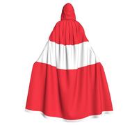 Trukd Austrian Flag Hooded Cloak Halloween Christmas Cape Grim Reaper Vampire Witch 58" (Black)