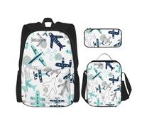 TRUKD Backpack For Student,Airplane Bag For School Boys,Girls Daypack Rucksack,Pencil Case Lunch Bag Combination