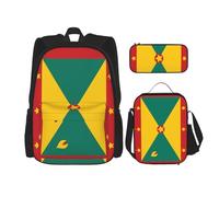 TRUKD Backpack for Student,Flag of Grenada Bag for School Boys,Girls Daypack Rucksack,Pencil Case Lunch Bag Combination, TD-SJB11545