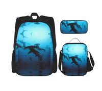 TRUKD Backpack for Student,Hammerhead Sharks Bag for School Boys,Girls Daypack Rucksack,Pencil Case Lunch Bag Combination, TD-SJB11545