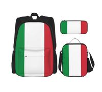 TRUKD Backpack for Student,Italian Flag Bag for School Boys,Girls Daypack Rucksack,Pencil Case Lunch Bag Combination