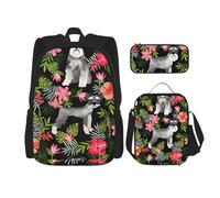 TRUKD Backpack For Student,Schnauzer Bag For School Boys,Girls Daypack Rucksack,Pencil Case Lunch Bag Combination